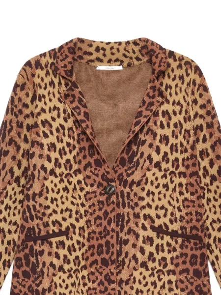 Sacou Maliparmi cu imagine cu model leopard din jacard maro