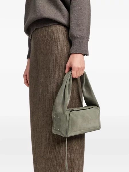 Geantă shopper Maison Margiela din piele de căprioară verde
