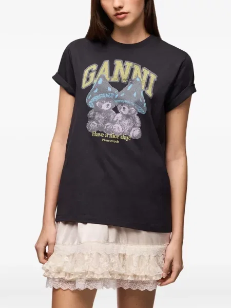 Tricou Ganni cu imagine negru