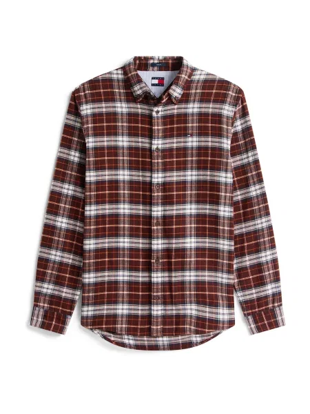 Tommy Jeans Srajca mornarska / rjava / oranžna bela