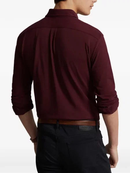 Tricou polo Polo Ralph Lauren cu glugă cu blană cu broderie roșu