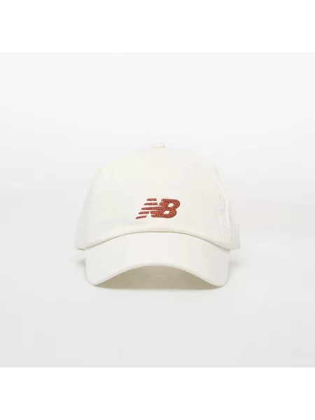Czapka z daszkiem New Balance 6 Panel Chain Stitch Logo biało-kremowa biała