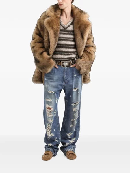 Avikailio avikailio paltas Dolce & Gabbana dvieiliai ruda
