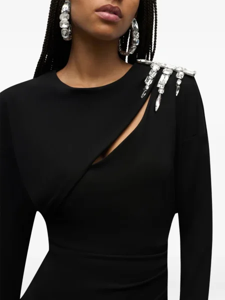 Rochie maxi Area drapată de cristal lungă negru