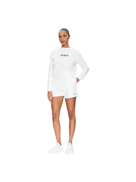 Guess Jeans szorty gładkie high waist biały