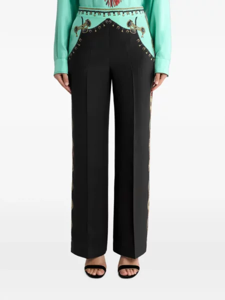 Pantaloni Etro de mătase cu imagine negru