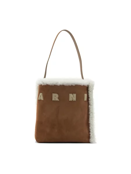 Mała mały shopperka Marni skórzana brązowa
