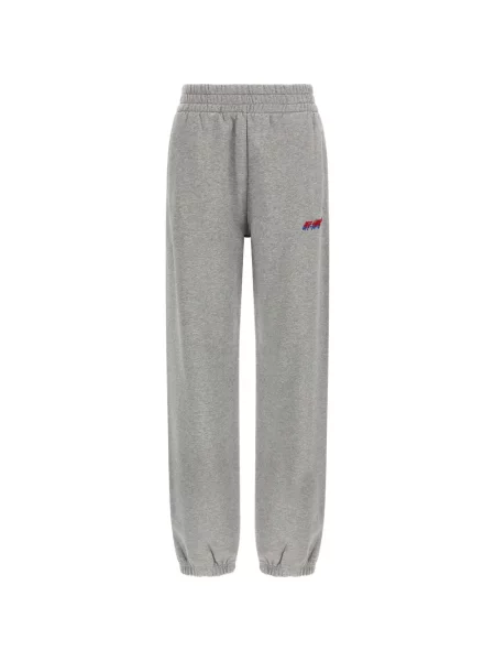 Pantaloni Off-white cu broderie alb