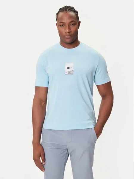 BOSS Tricou Photoprint celest albastru