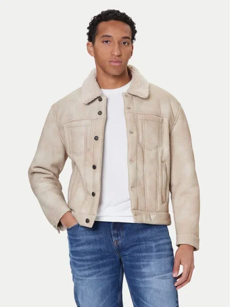 Guess Geacă din imitație de piele bej