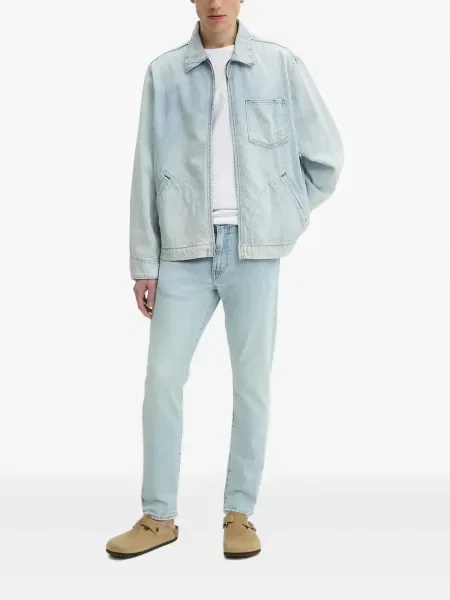 Proste jeansy Levi's 501 w paski ze stretchu dzwony niebieskie