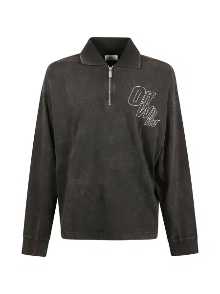 Pulover Off-white lung de jumătate de fermoar alb