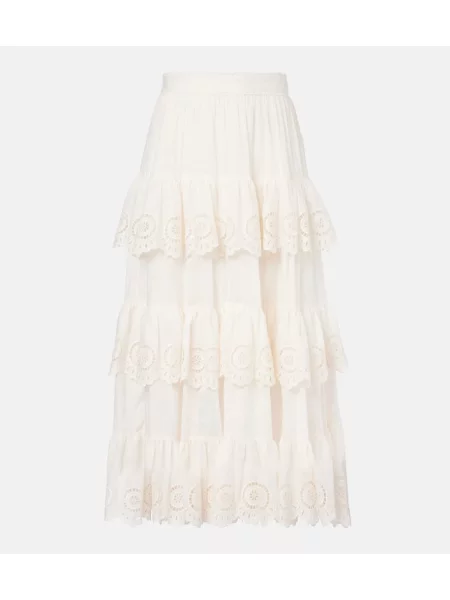 Fustă midi Zimmermann până la genunchi alb