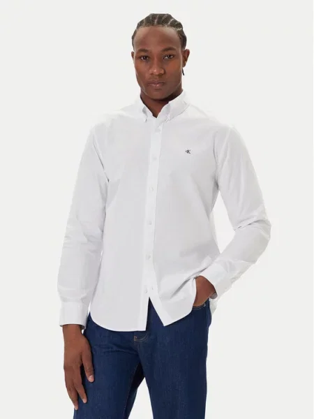 Koszula dżinsowa Calvin Klein Jeans klasyczna z twillu biała