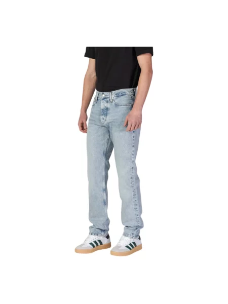 Jeansy straight leg Calvin Klein Jeans niebieskie