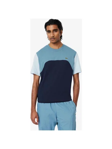 Koszulka Lacoste Cotton Jersey Colour-Block krótki rękaw granatowy XS niebieska