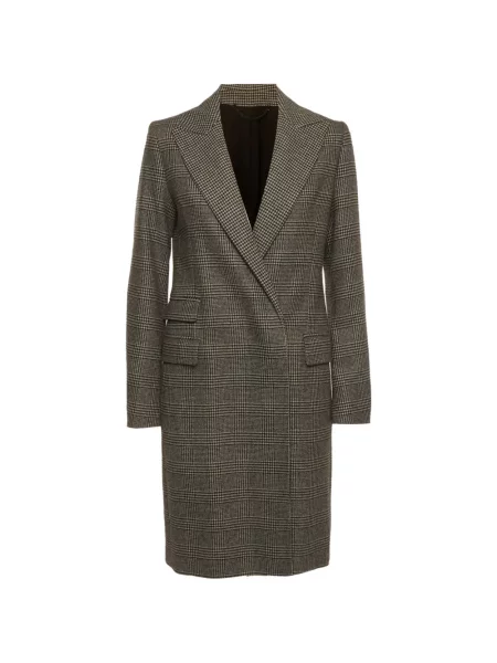 Palton Allsaints cu model pepito cu două rânduri de nasturi gri