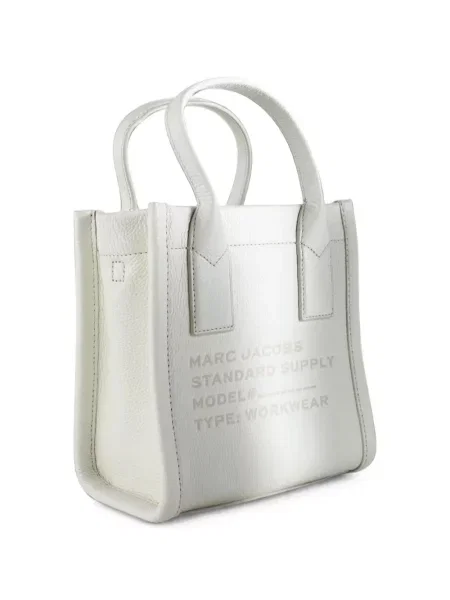 Bőr shopper táska Marc Jacobs autogrammal fehér