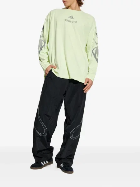 Tricou Adidas cu dungi cu imagine din jerseu verde