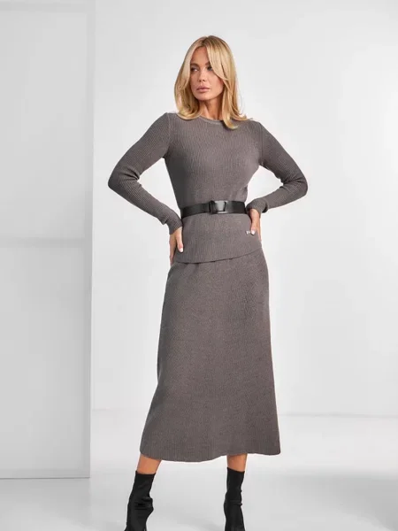 Спідниця міді TrikoBakh світло-сірий вовна/поліестер сіра