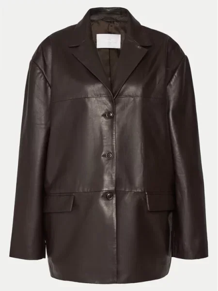 Odinė striukė ruda