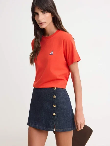 Trendyol Tricou bleumarin / roșu orange alb