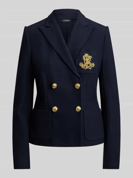 Żakiet o kroju regular fit z mieszanki bawełny Lauren Ralph Lauren niebieska