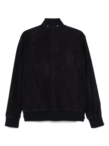 Geacă bomber Paul Smith din piele de căprioară albastru