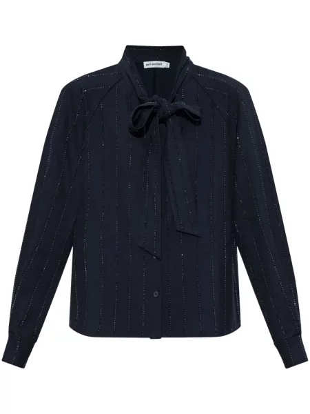 Cămașă Self-portrait cu dungi albastru