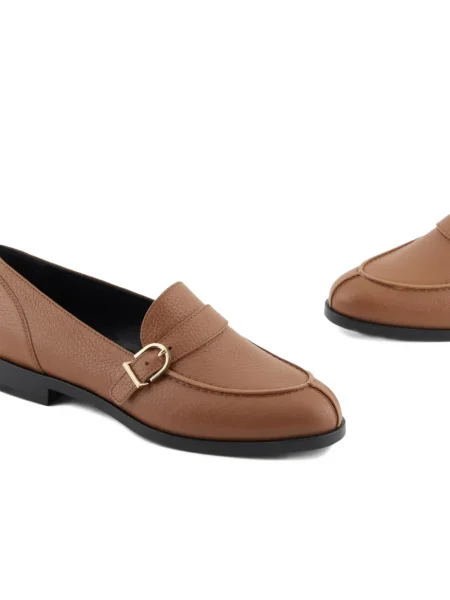Bőr csatos pántos loafer Giorgio Armani barna