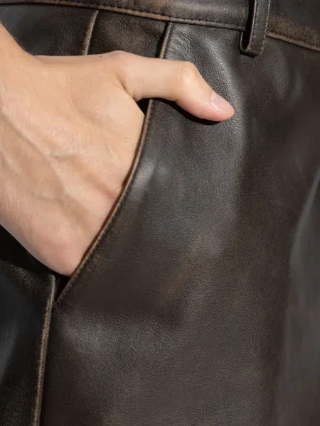 Pantaloni Represent din piele maro