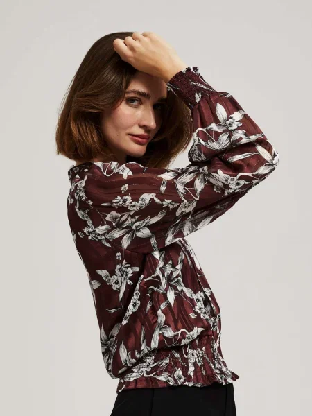 Cămașă Moodo cu model floral alb