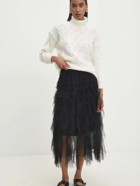 Пуловер Answear Lab дамски с поло бежово