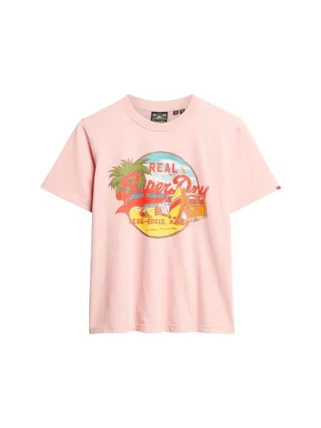 Superdry Tricou galben / verde / roz roșu