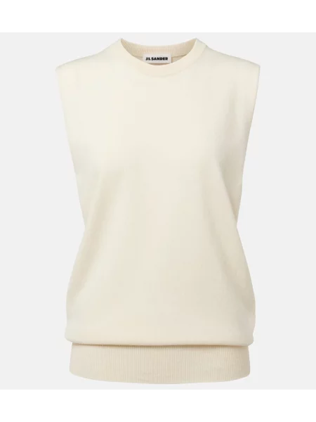 Vestă Jil Sander din cașmir alb