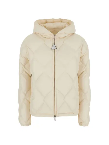 Geacă cu puf Moncler cu glugă alb