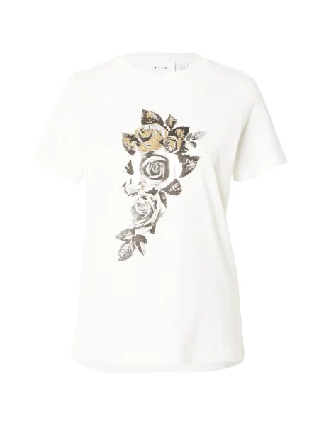 VILA Tricou VIPURE FOIL maro / gri deschis / negru alb