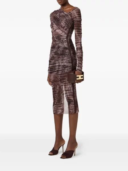 Rochie midi Elisabetta Franchi cu imagine maro