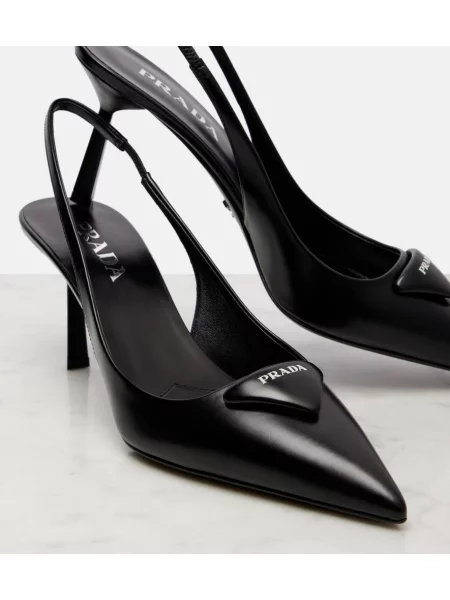 Pantofi cu toc Prada din piele slingback negru
