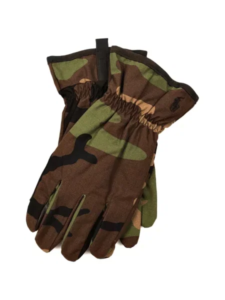 Mănuși Polo Ralph Lauren din piele matlasate cu model camuflaj maro