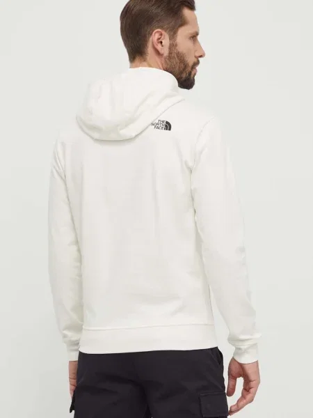 Mikina The North Face bílá s kapucí s potiskem