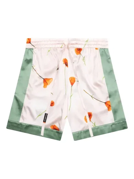 Pantaloni scurți Nahmias de mătase cu dungi cu imagine roz