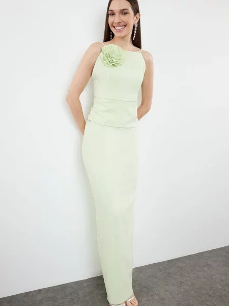 Rochie de seară Trendyol eleganta lungă verde