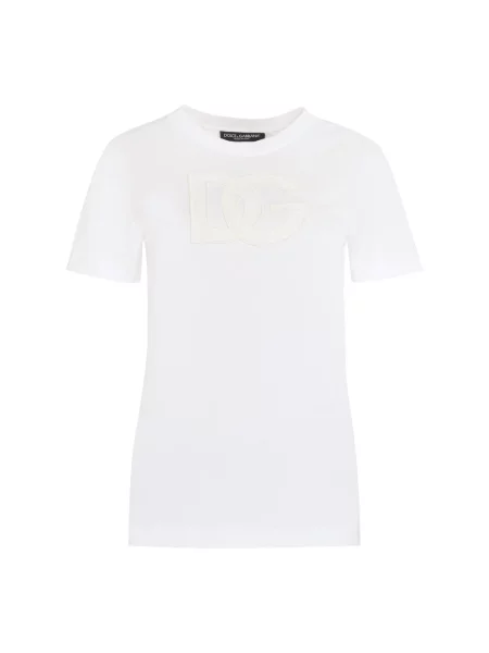 Koszulka Dolce And Gabbana z logo z dżerseju biała