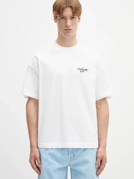 Carhartt WIP tricou din S/S Signature Script T-Shirt cu imprimeu alb