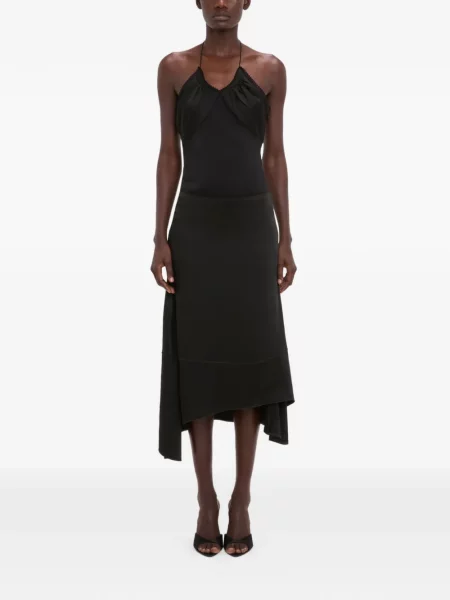 Fustă midi Victoria Beckham asimetrică negru