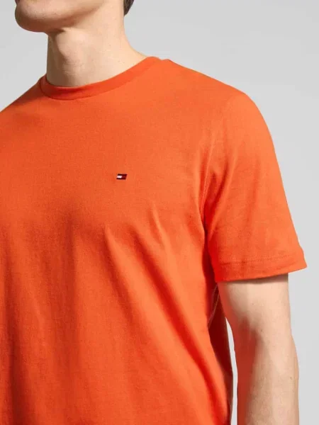 T-shirt o kroju regular fit z czystej bawełny Tommy Hilfiger pomarańczowa