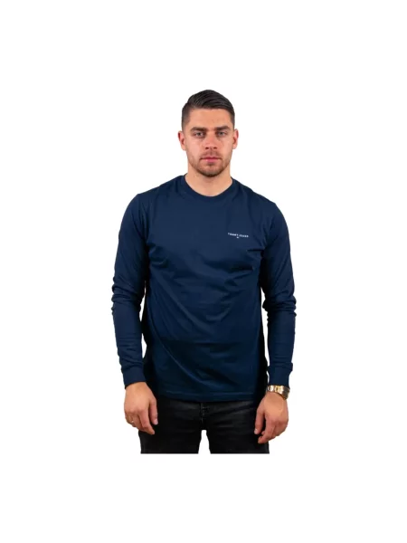 Bluzka z długim rękawem o kroju slim fit z czystej bawełny Tommy Jeans granatowa