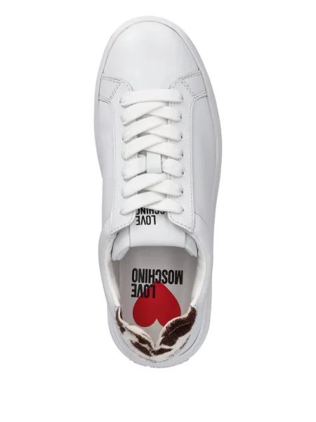Sneakerși Love Moschino cu șireturi din dantelă alb
