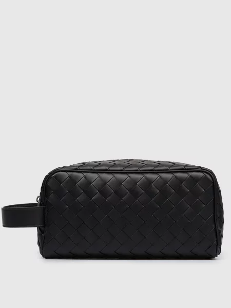 Кожаная косметичка Bottega Veneta черная